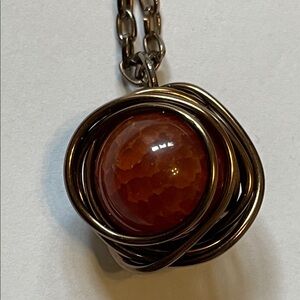 Red Dragon Vein Copper Wire wrapped  Pendant Necklace